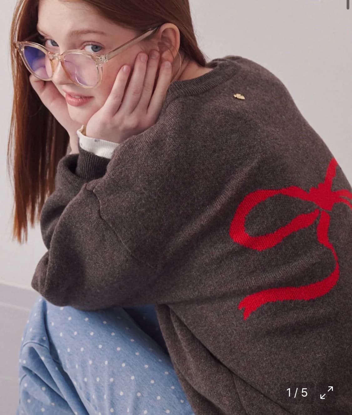 론론 리본 가디건(브라운) 판매 상품이미지1