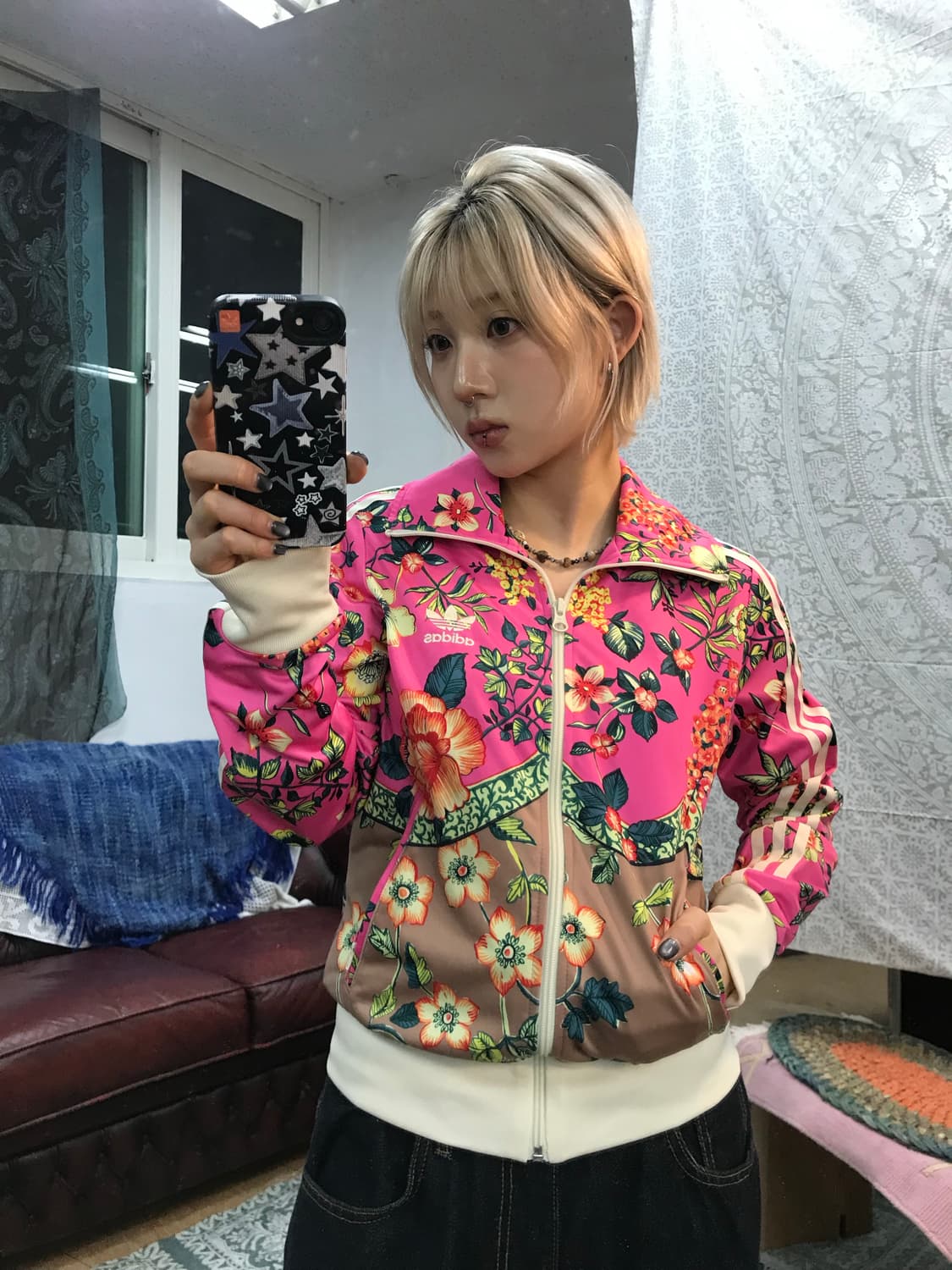 아디다스 여성 플라워패턴 저지 트랙탑  상품이미지2