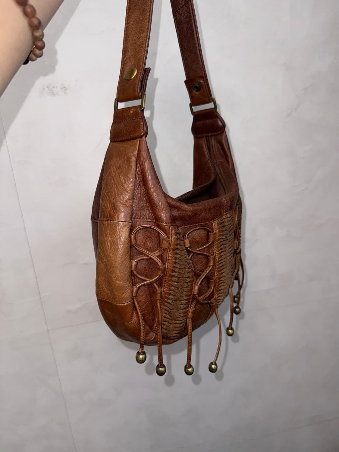 Brown western laceup leather 숄더백 상품이미지3