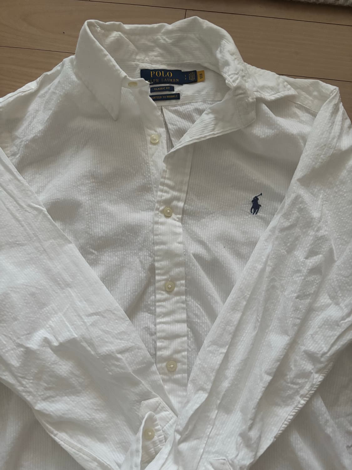 폴로 시어서커 셔츠 클래식핏 맨즈 화이트 s 상품이미지2