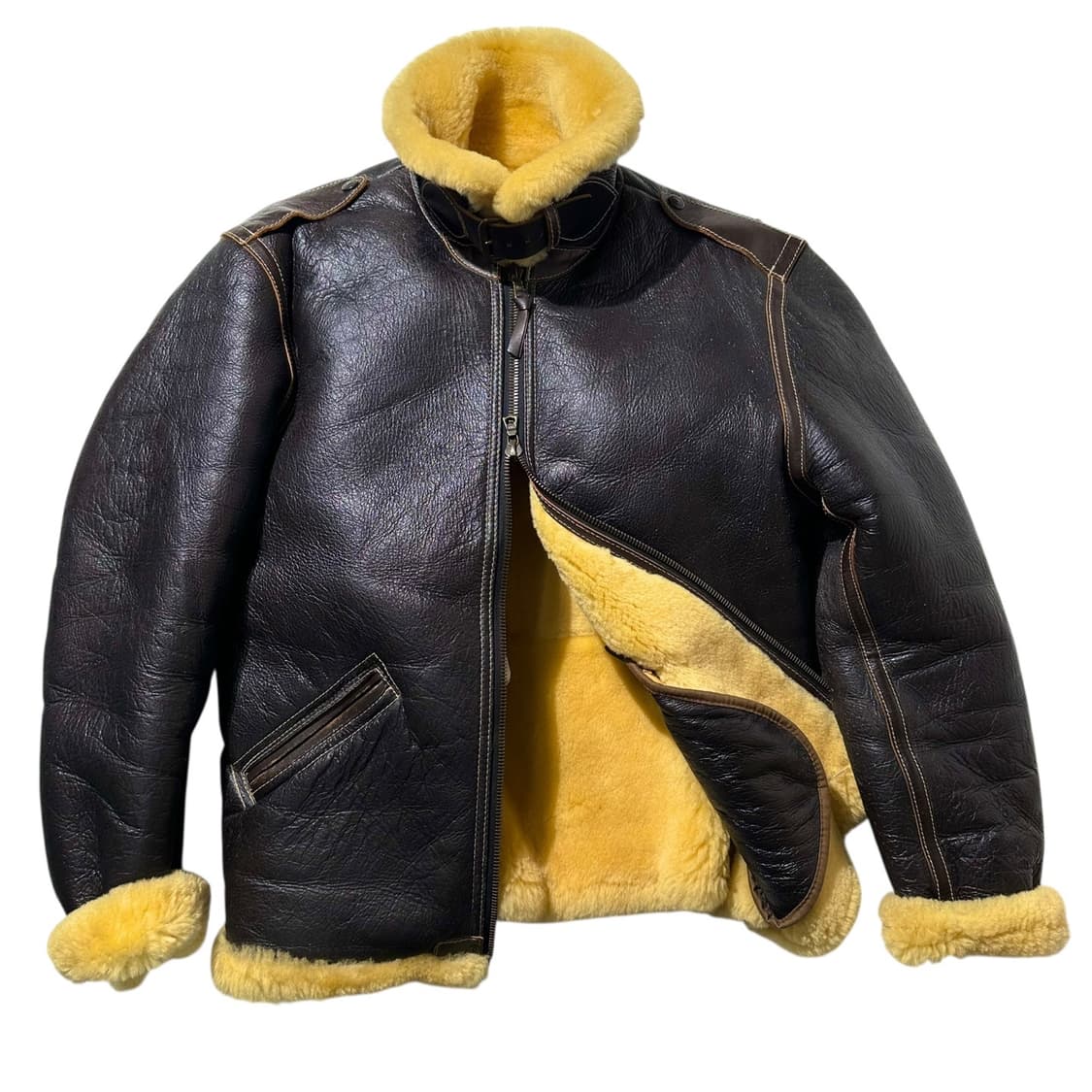 디아프바인 B-3 시어링 홀스하이드 무통 무스탕 봄버 자켓 상품이미지2