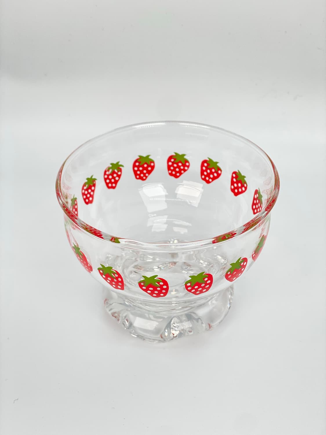 빈티지 딸기 프린팅 문어발 유리 아이스크림볼 상품이미지3