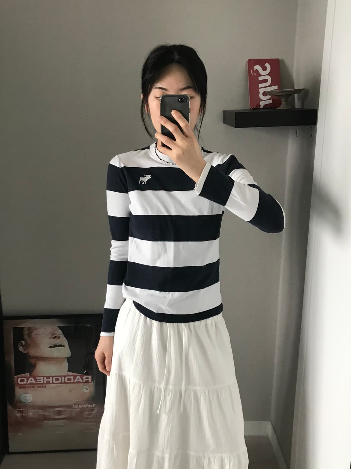 아베크롬비 산양 로고 단가라 긴팔 슬리브티 상품이미지3