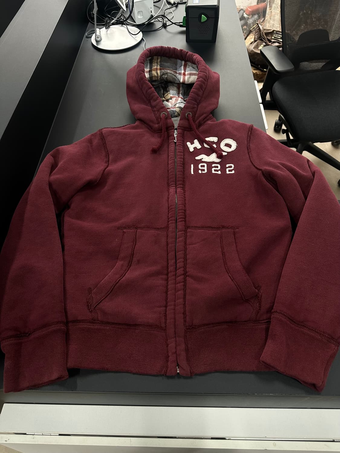 홀리스터 테디체크누빔 헤비웨이트 후드집업자켓 상품이미지4