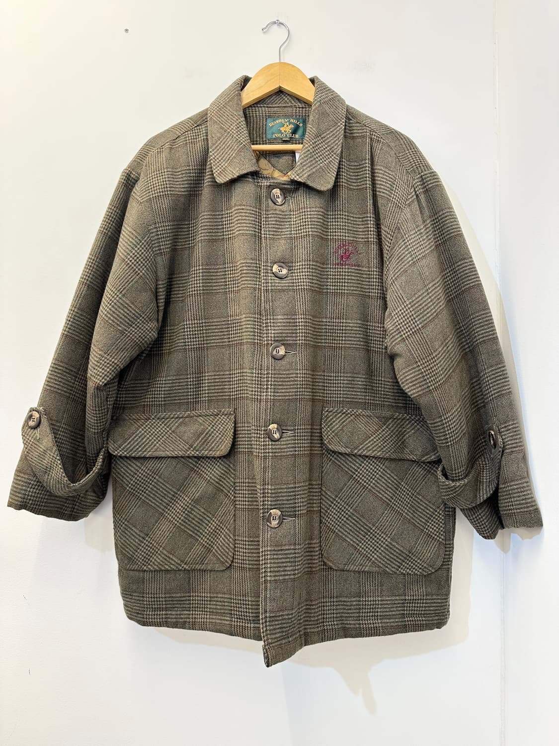 100)베버리힐즈 폴로 클럽 체크 누빔 하프 점퍼 상품이미지1