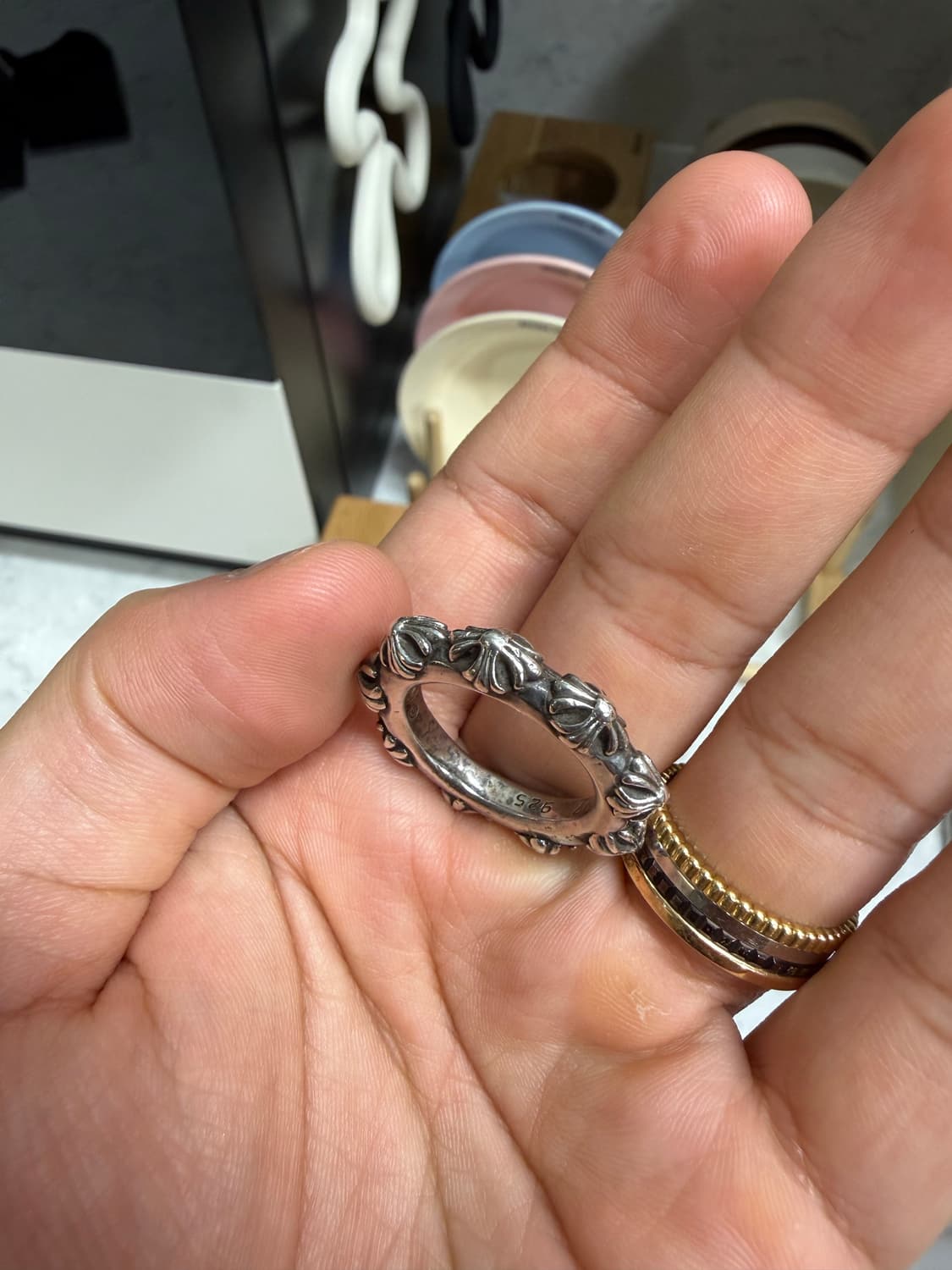 [US10] 크롬하츠 크로스 밴드 실버 링 상품이미지7