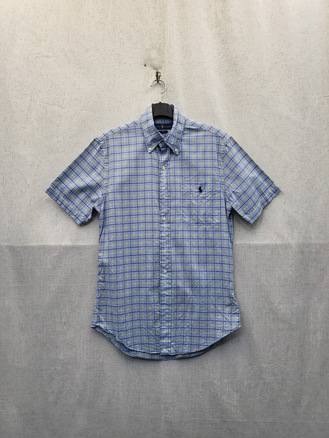 폴로 랄프로렌 체크 반팔 셔츠 블루 상품이미지1