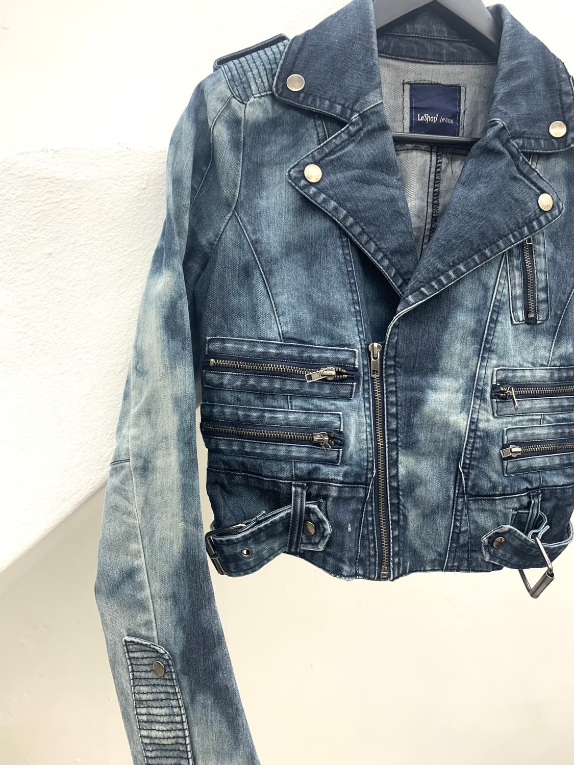 Ice bleached denim rider jacket  상품이미지5