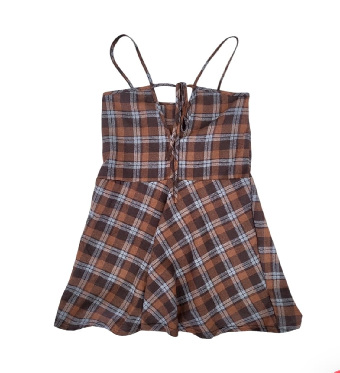 빈티지 백리본 타이 체크 ops brown 상품이미지1