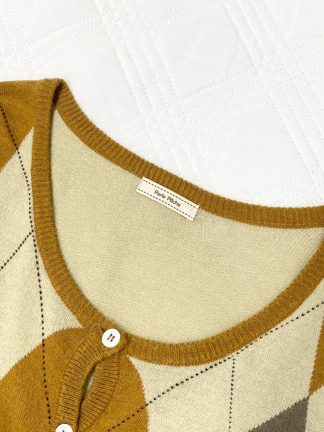 ꒰ঌ 모카 라떼맛 아가일 가디건 ໒꒱ 상품이미지4