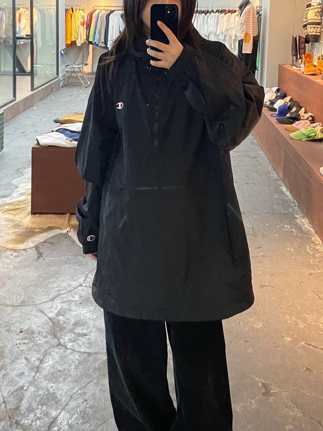 챔피온 로고 패커블 나일론 아노락 바람막이 H482 상품이미지1