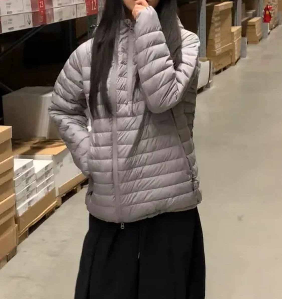 남여공용 덕다운 경량패딩 그레이 상품이미지2