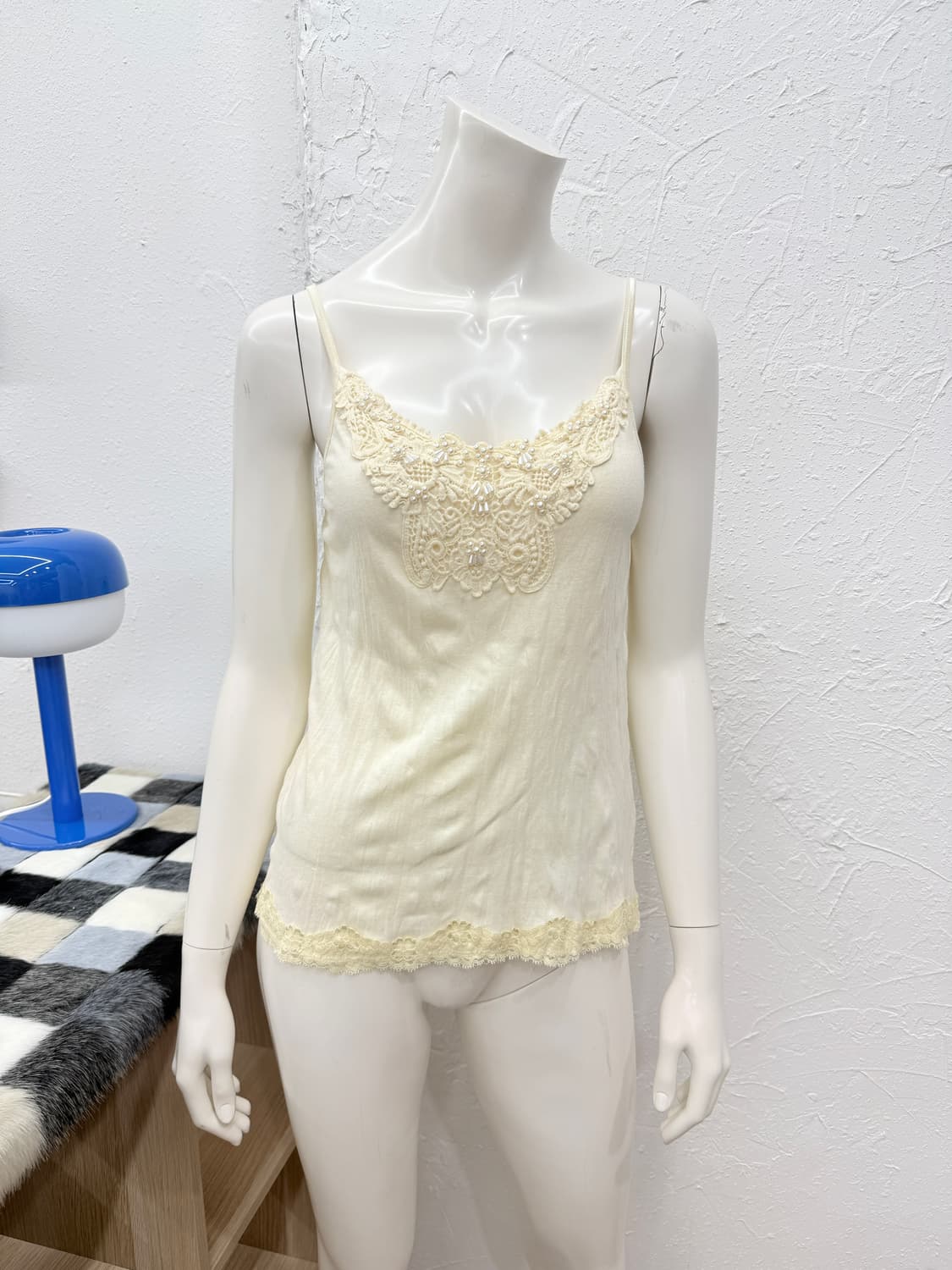 빈티지 Axes Femme 아이보리 비즈 레이스 슬리브리스 상품이미지1