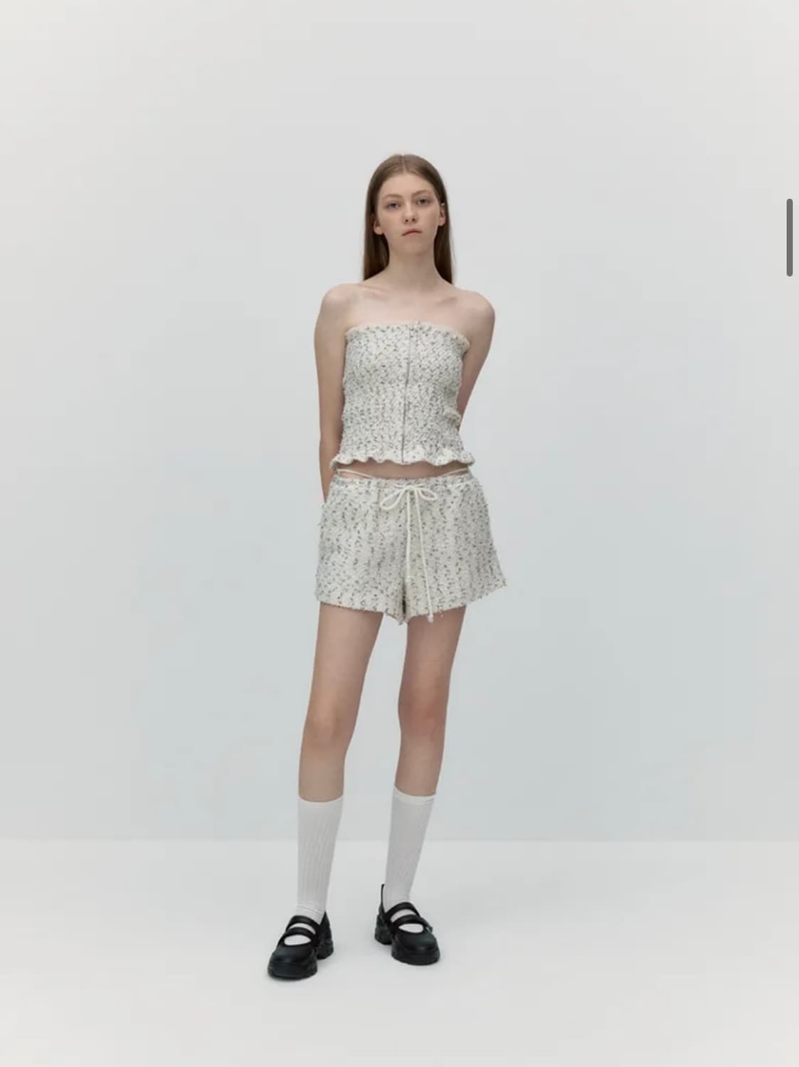 소프트서울 리본 트위드 스트링 숏 팬츠 상품이미지2