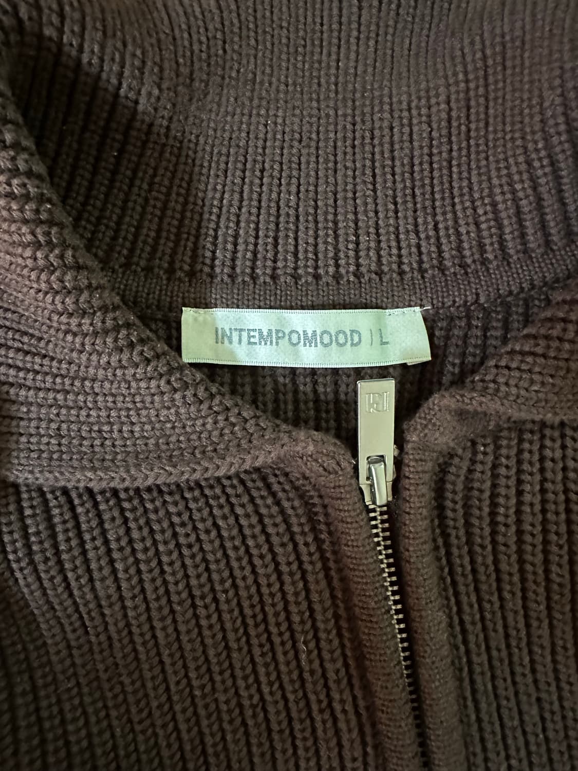 인템포무드 모노톤 풀 집업 니트 초코 L 상품이미지3