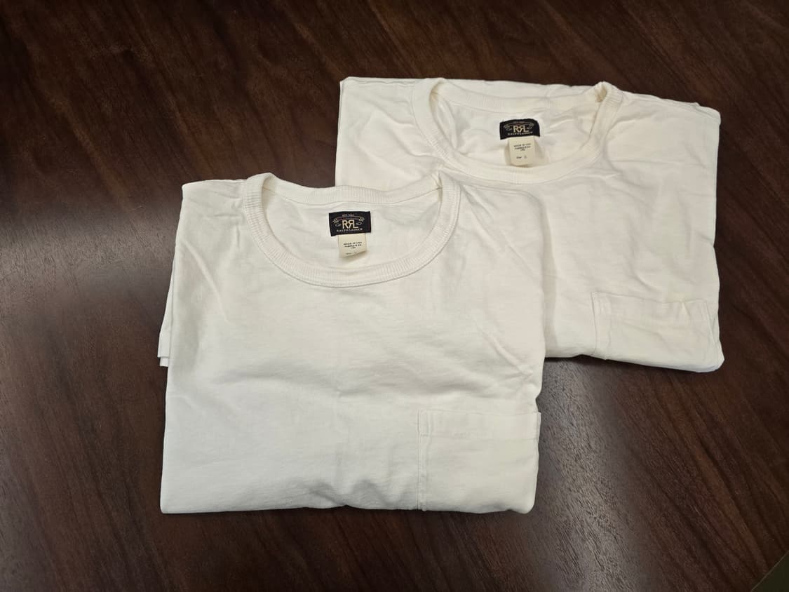RRL 가먼트다이 포켓 티셔츠 2pack 화이트 XL 상품이미지2