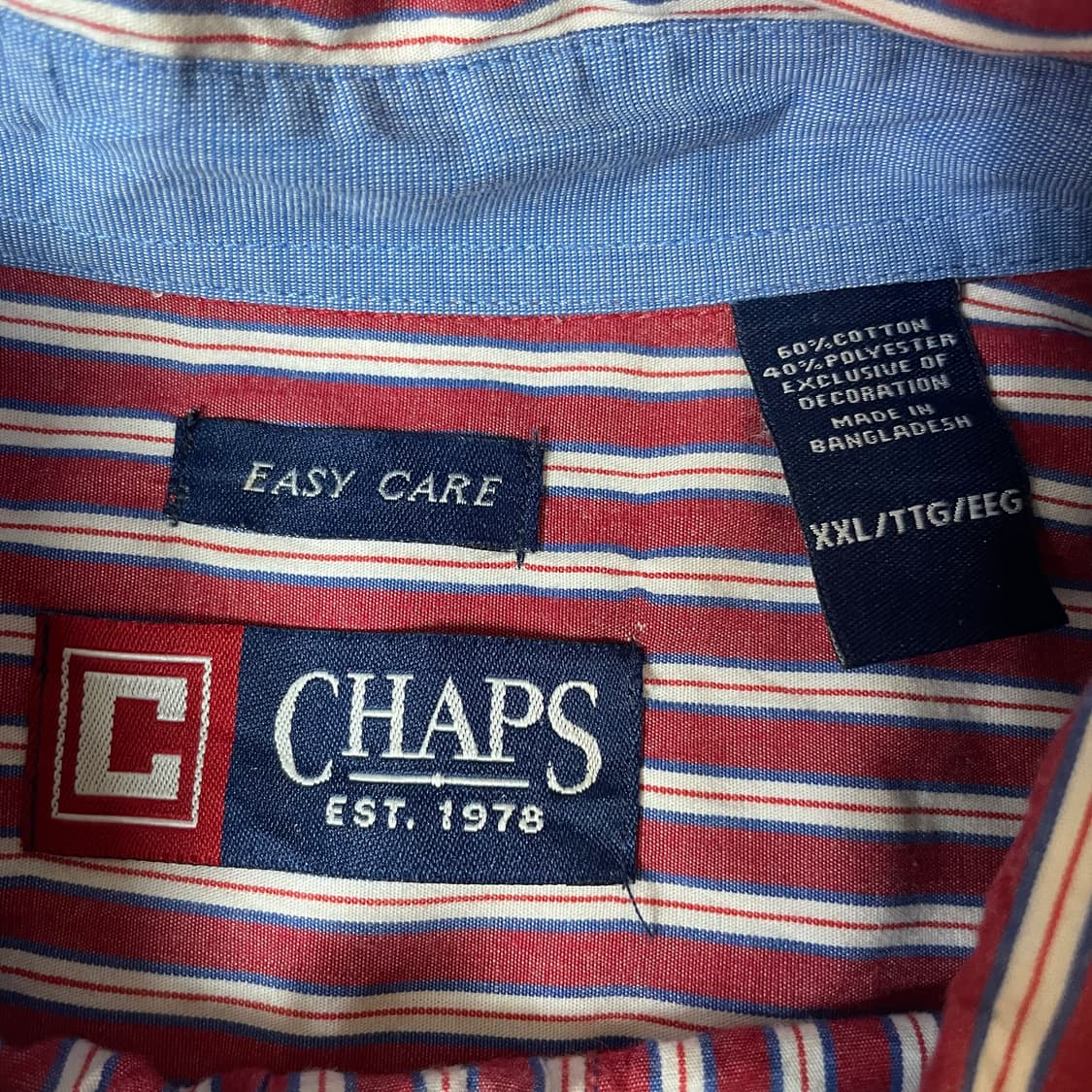 챕스 레드 스트라이프 버튼 다운 셔츠 XXL 상품이미지4