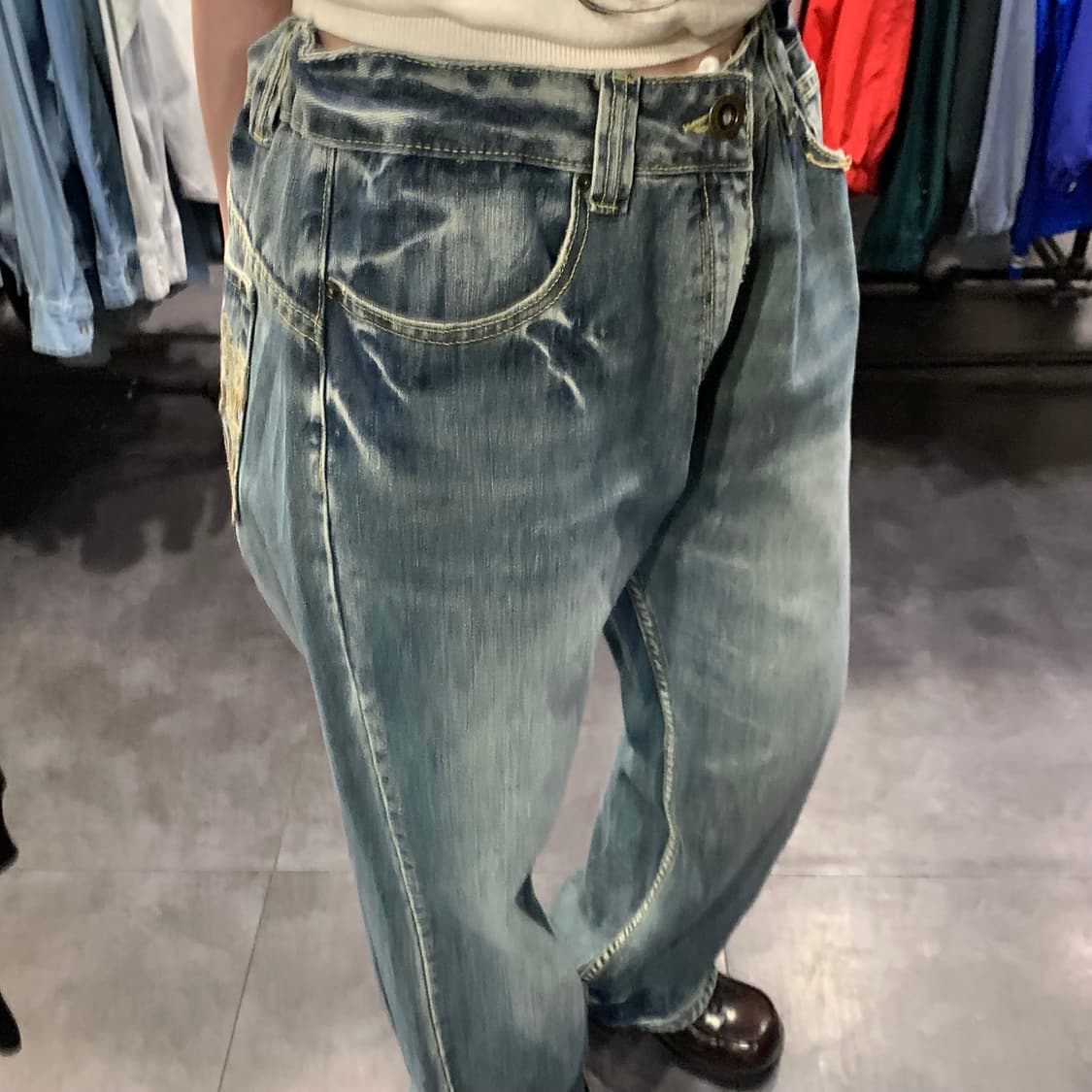 [IM] BIG SPADE 자수 포켓 데님 팬츠 워싱 중청 상품이미지5