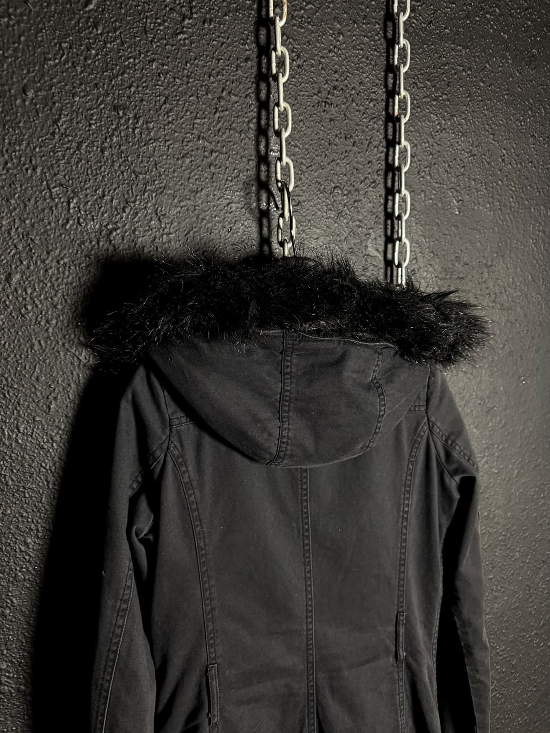 Black slim-fit fur hooded field jacket   상품이미지8