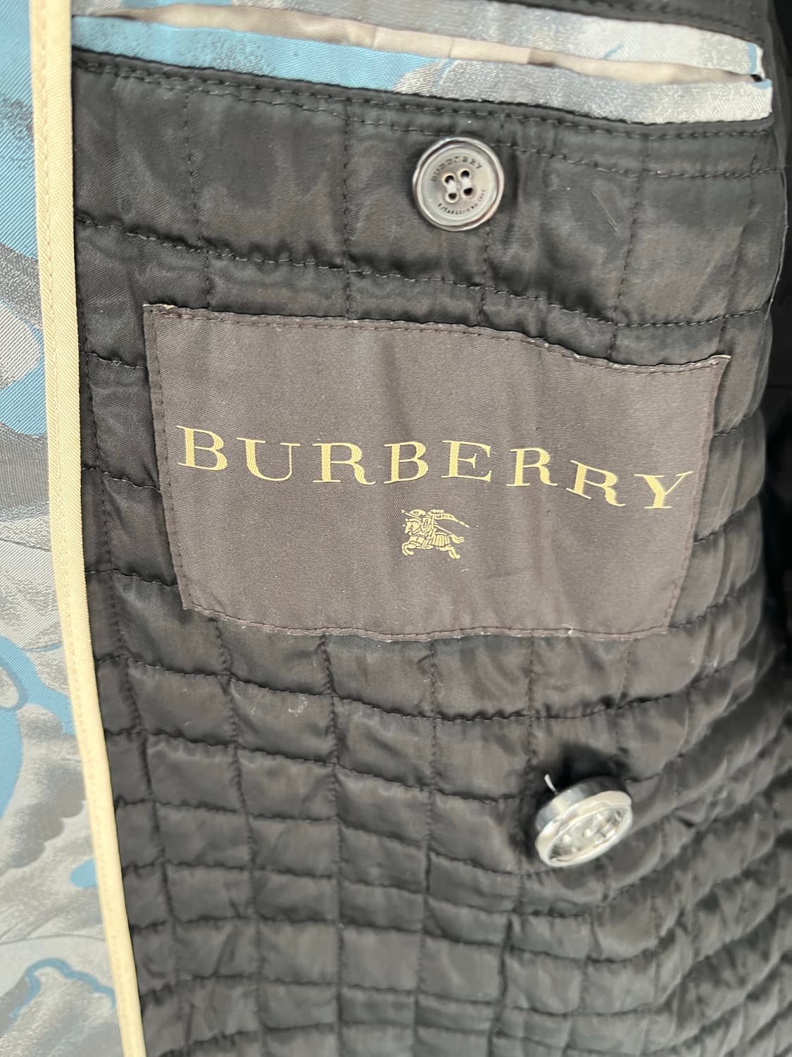 버버리 프로섬 블루 그레이 나뭇잎 패턴 트렌치코트 66(L) 상품이미지4