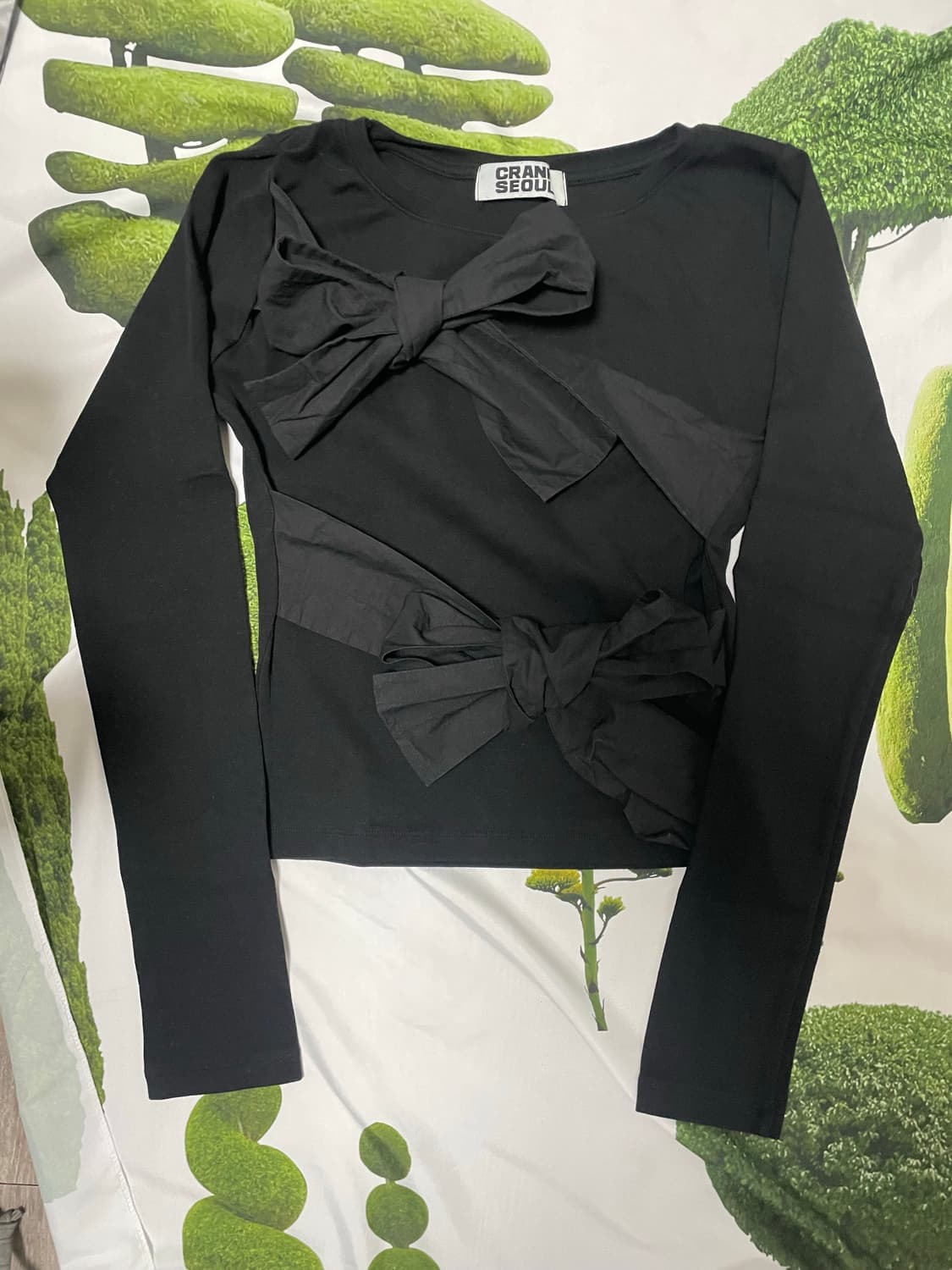 크랭크 더블 리본 타이드 탑_블랙 상품이미지5