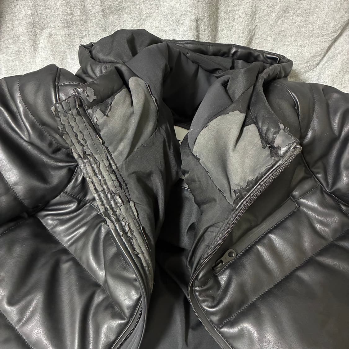 y2k 레더 후드 패딩 상품이미지7