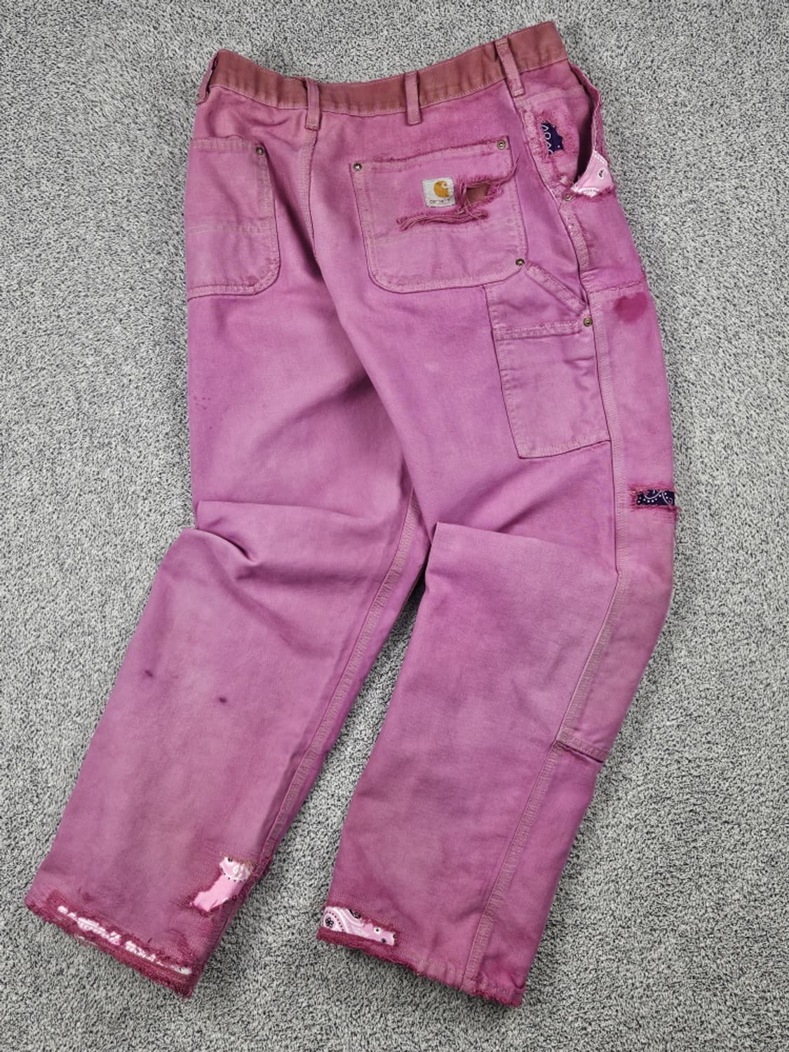 칼하트 핑크다이드커스텀 카펜터 더블니 팬츠 (34X30추정)/ 10278 상품이미지3
