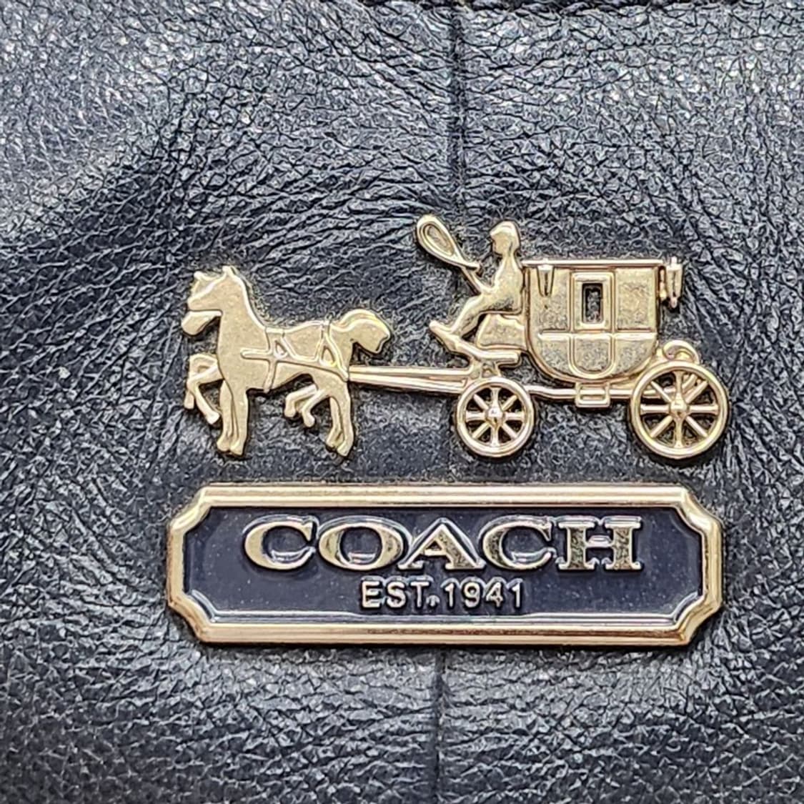 COACH 네이비 레더 숄더백 상품이미지2