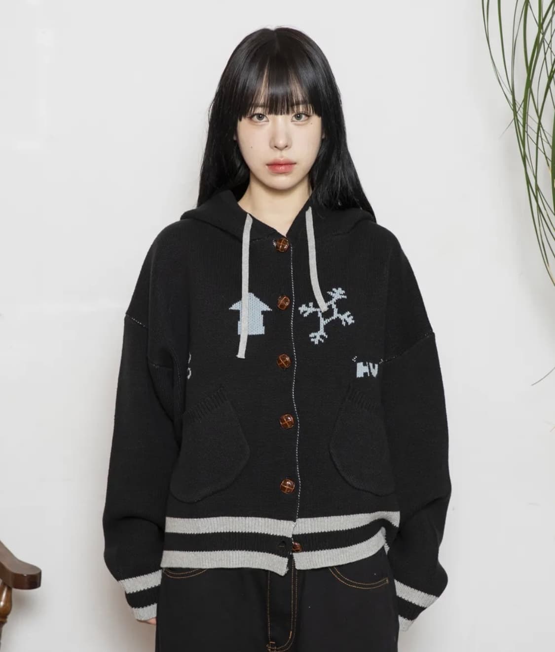 루나키후 (엑스톤즈 우먼) 후드 니트 가디건 상품이미지1