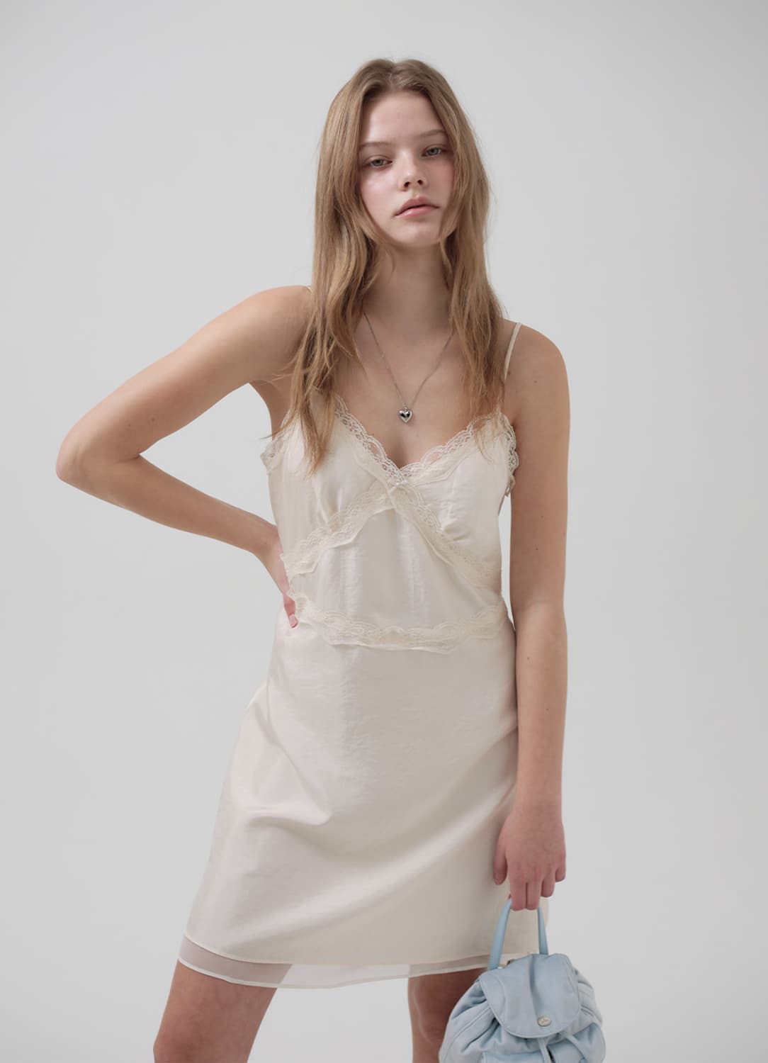 더바넷 Satin Lace Slip Dress 상품이미지1