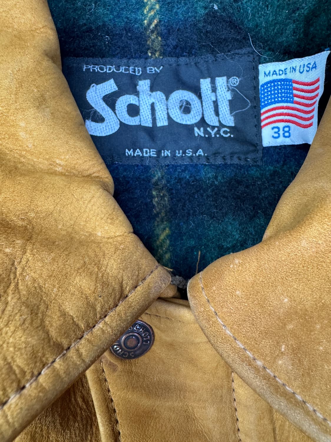 빈티지 90s 쇼트 SCHOTT 바이커 레더 자켓 38 상품이미지3