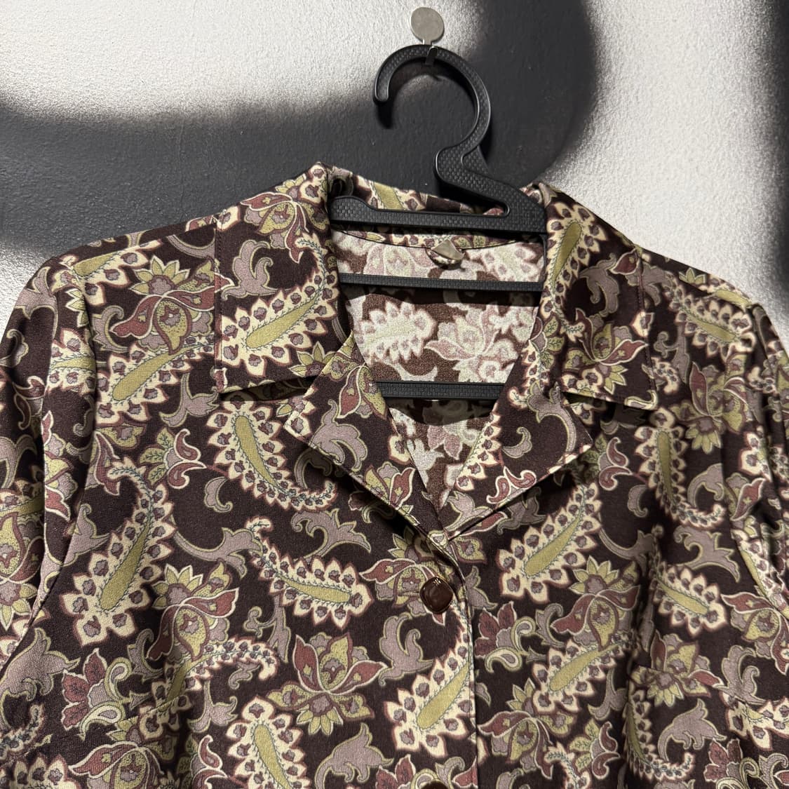 VTG 빈티지 페이즐리 자카드 풀 패턴 폴리 셔츠 자켓 상품이미지3