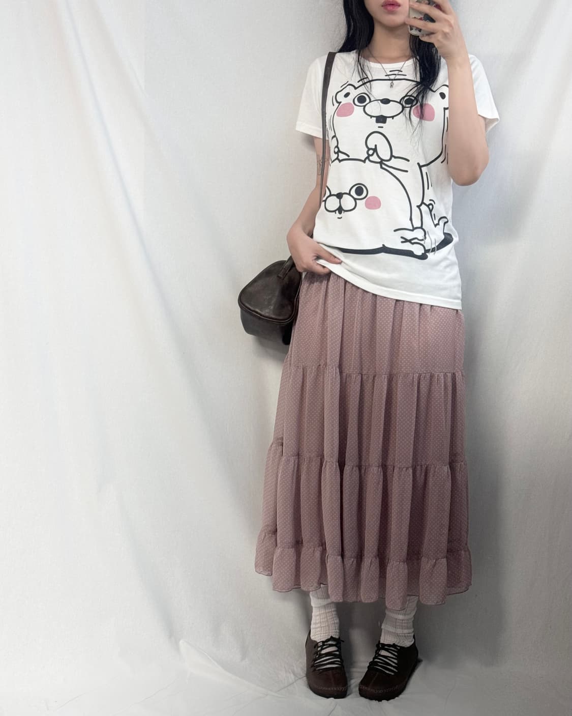 요시 스탬프 티 도트 롱 스커트 2pcs SET 상품이미지4