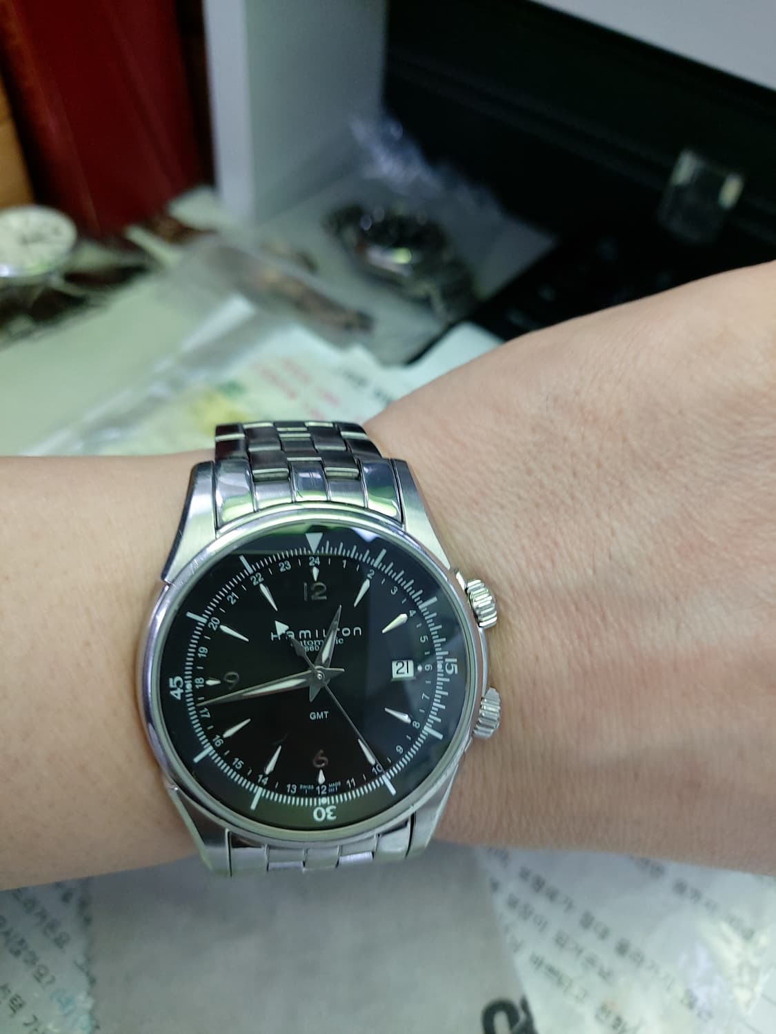 해밀턴 GMT 오토매틱 메탈 시계 상품이미지4