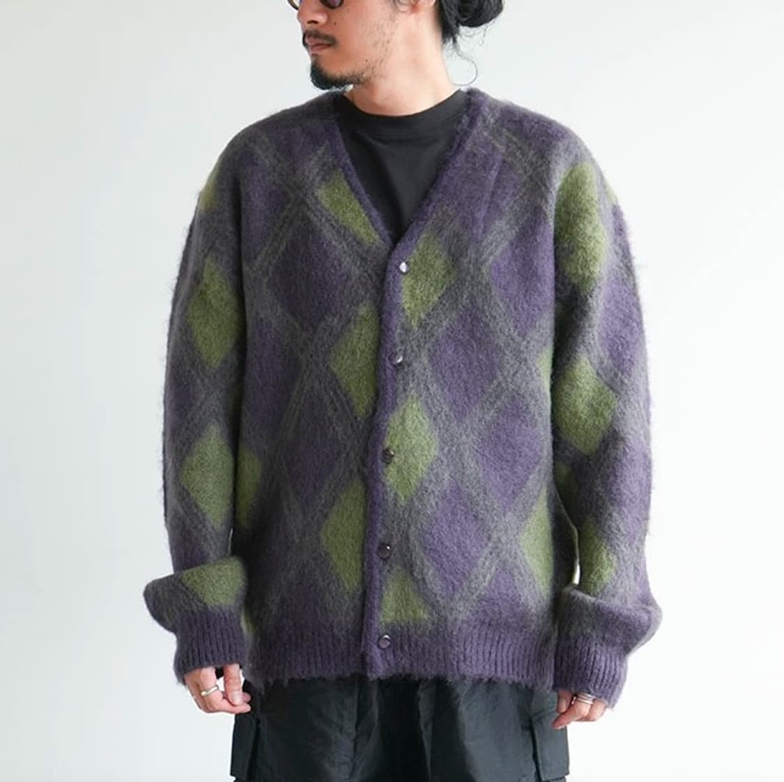 니들스 모헤어 가디건 아가일 라지 사이즈 팝니다 상품이미지2