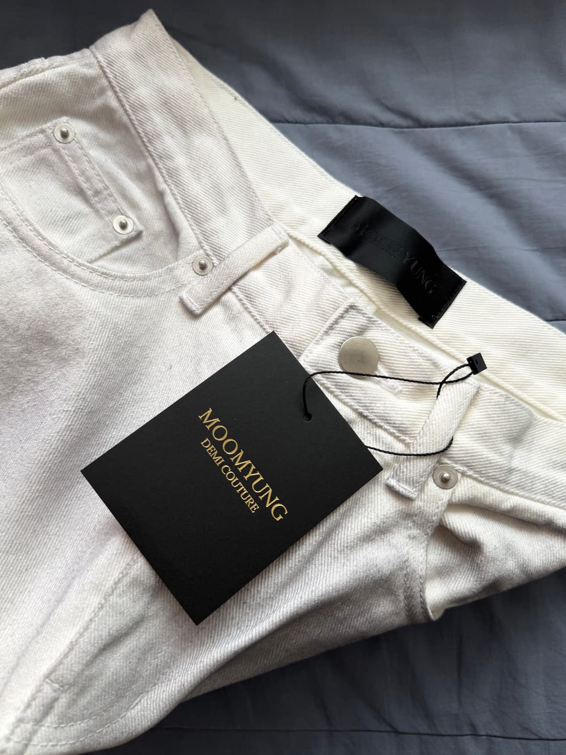 무명 더티 데님 화이트 새상품 상품이미지3