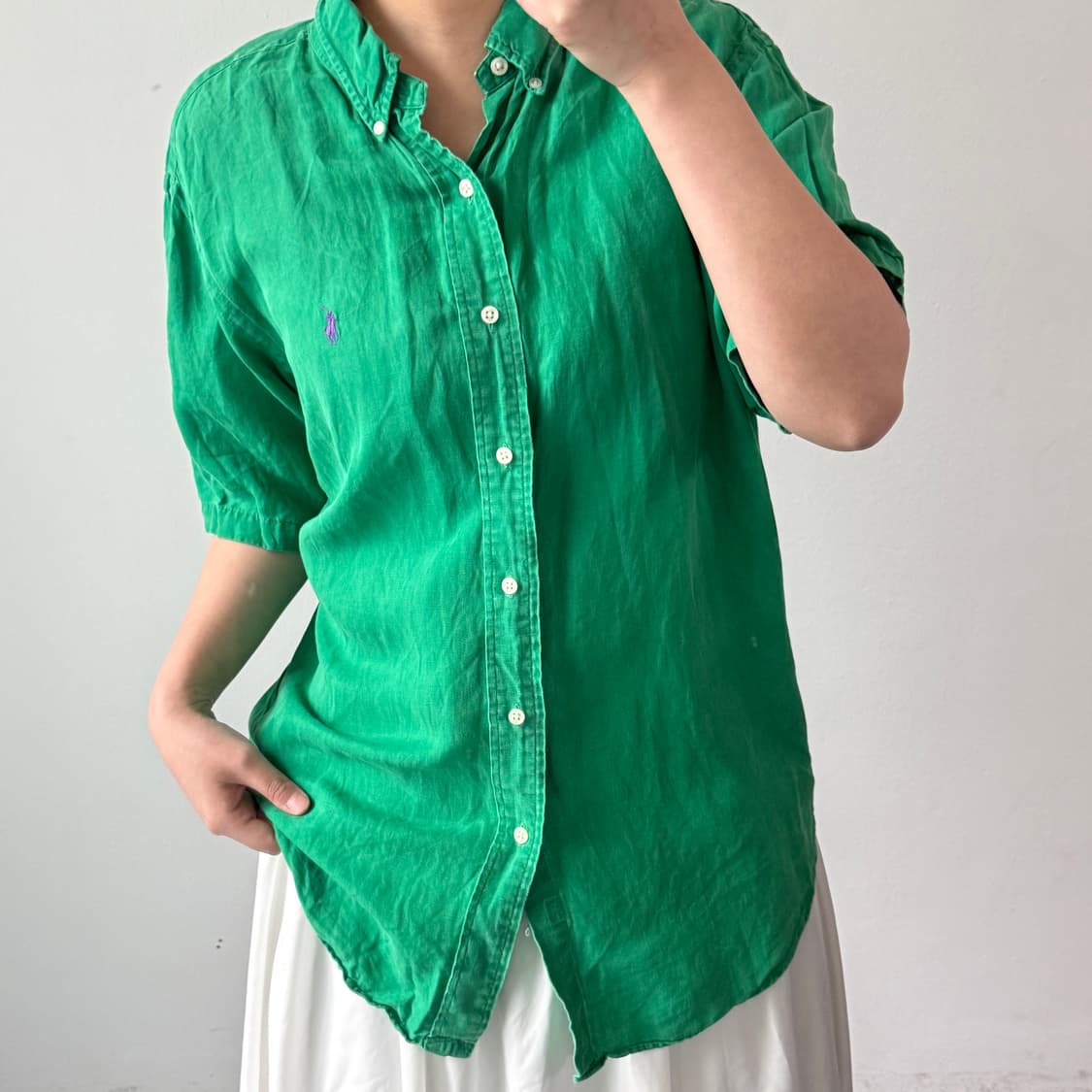 [L] 폴로 클래식핏 린넨실크 반팔셔츠 상품이미지1