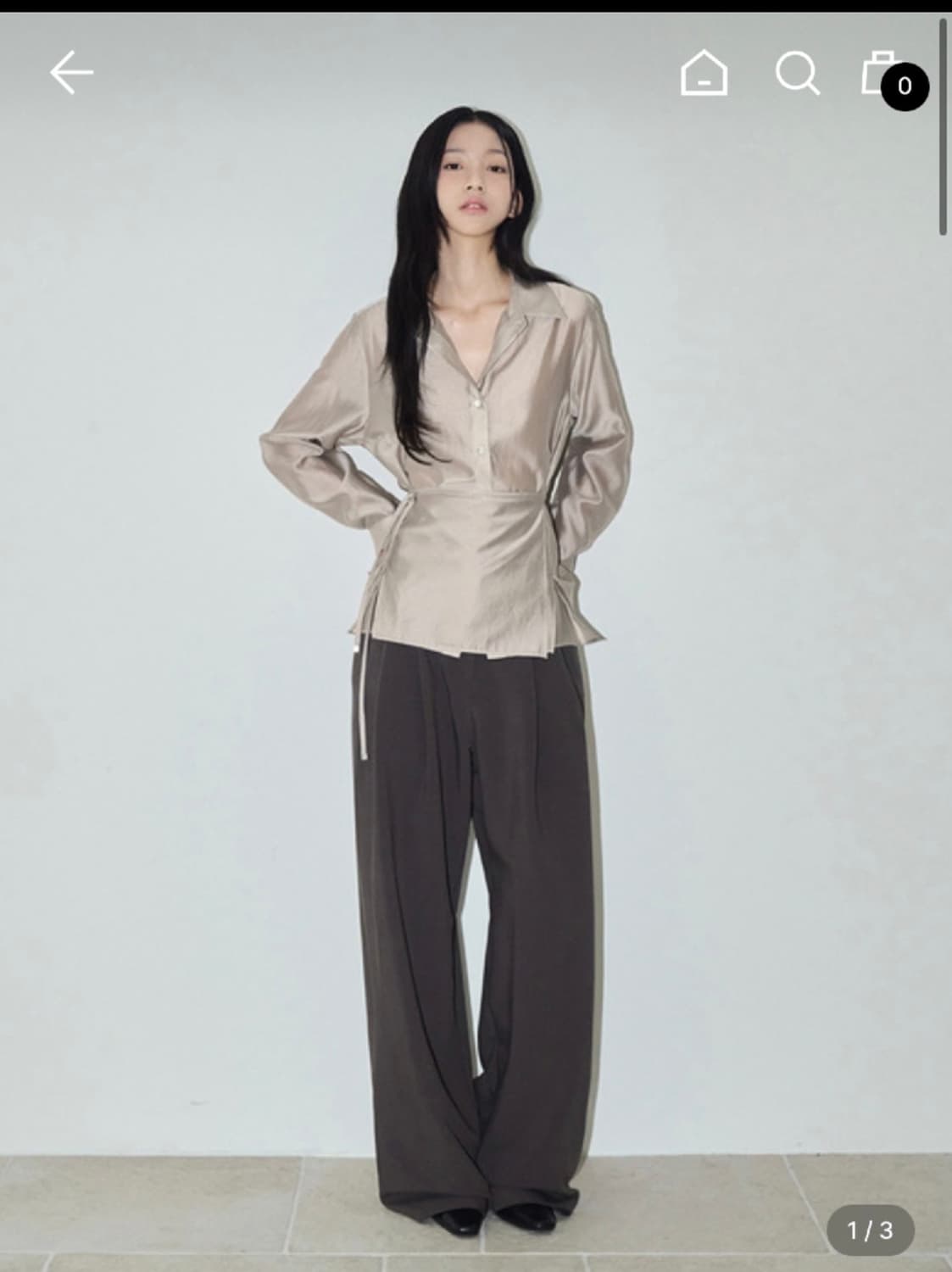 ods 오디에스 실키 랩 셔츠 베이지 상품이미지1