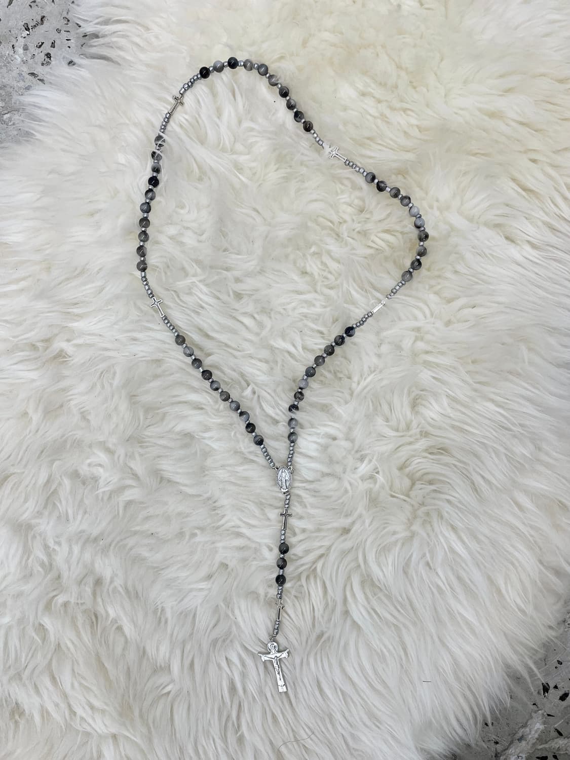 펑크 원석 십자가 로자리오 네크리스 상품이미지3
