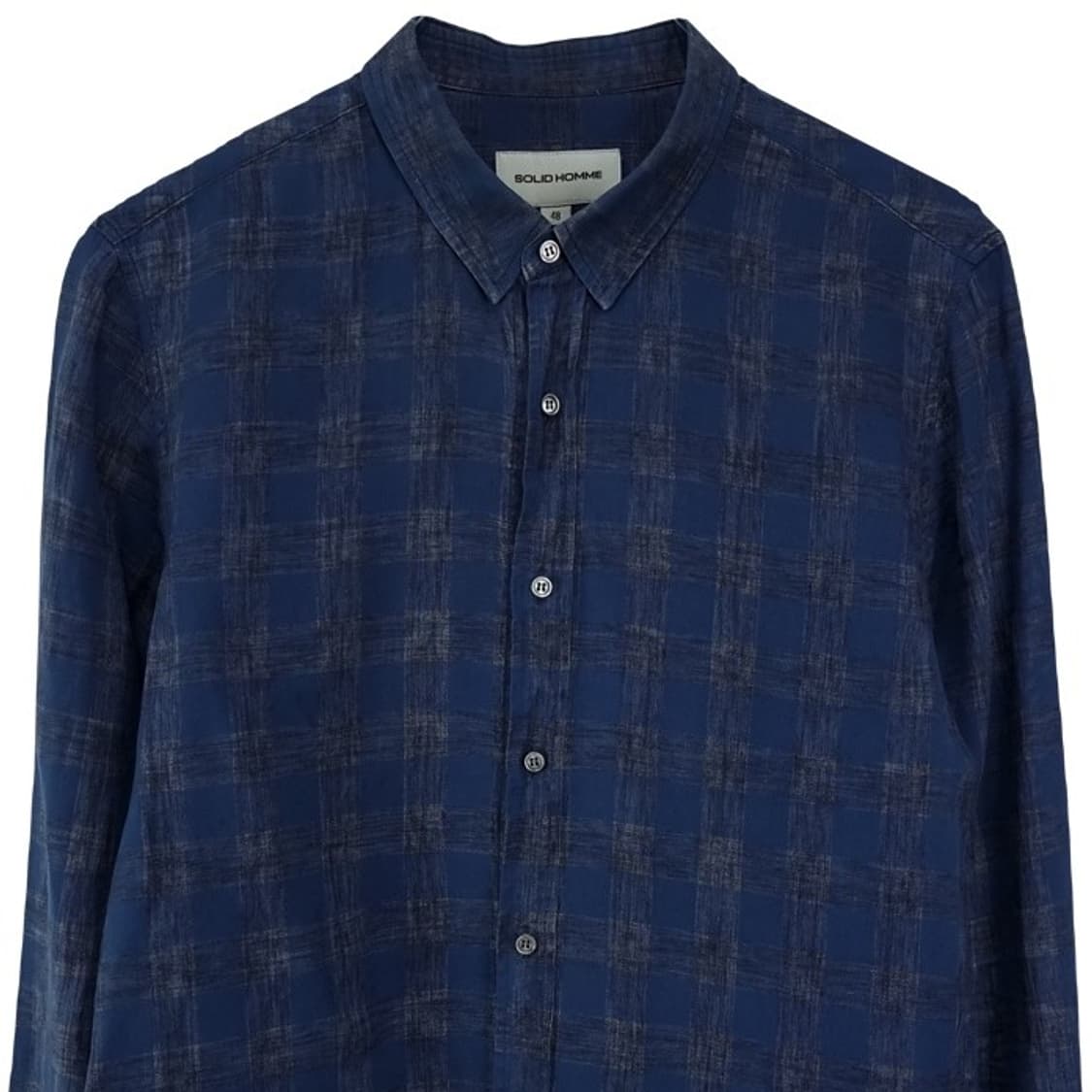 [솔리드 옴므] 체크 셔츠 네이비 P01532 상품이미지4