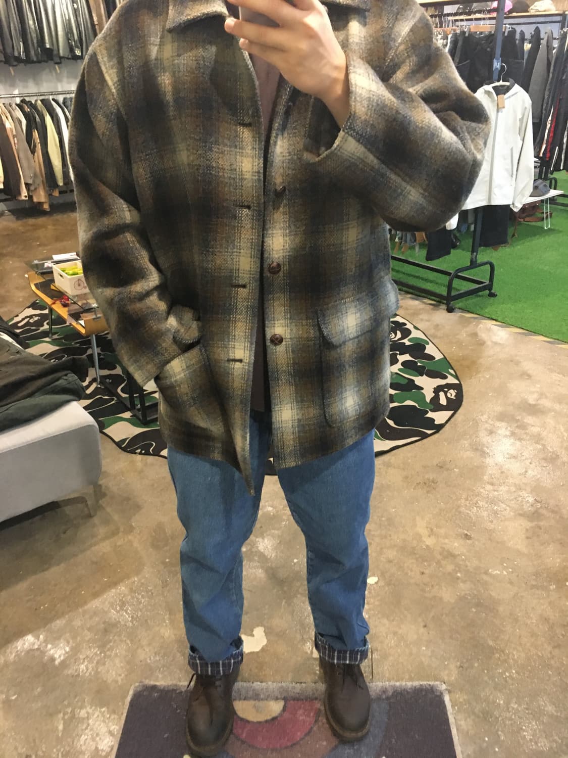 jpress 타탄체크 울혼방 코트 상품이미지3