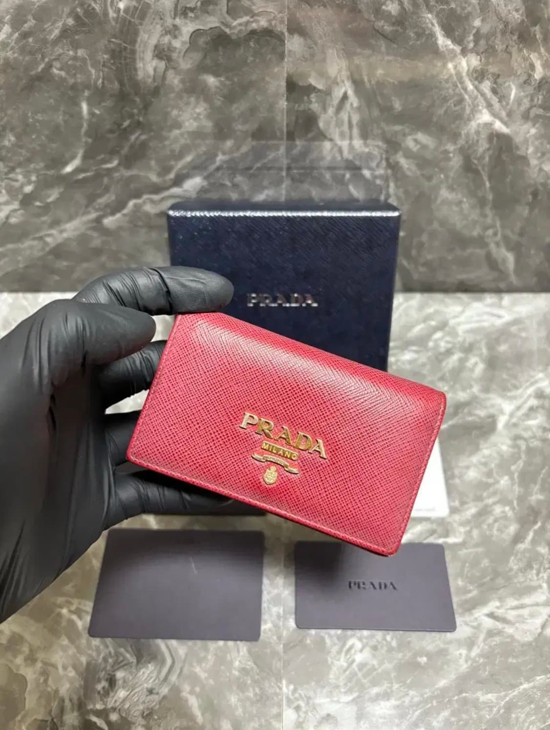 프라다 사피아노 금장 메탈로고 카드지갑 상품이미지1