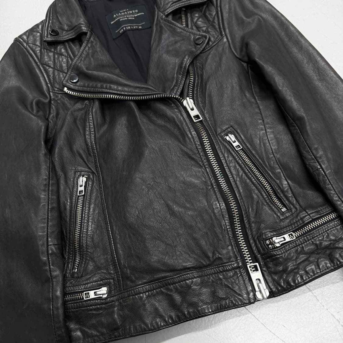 올세인츠 사선 바이커 딱붙 릭오웬스맛 리얼레더 양가죽 자켓 상품이미지5