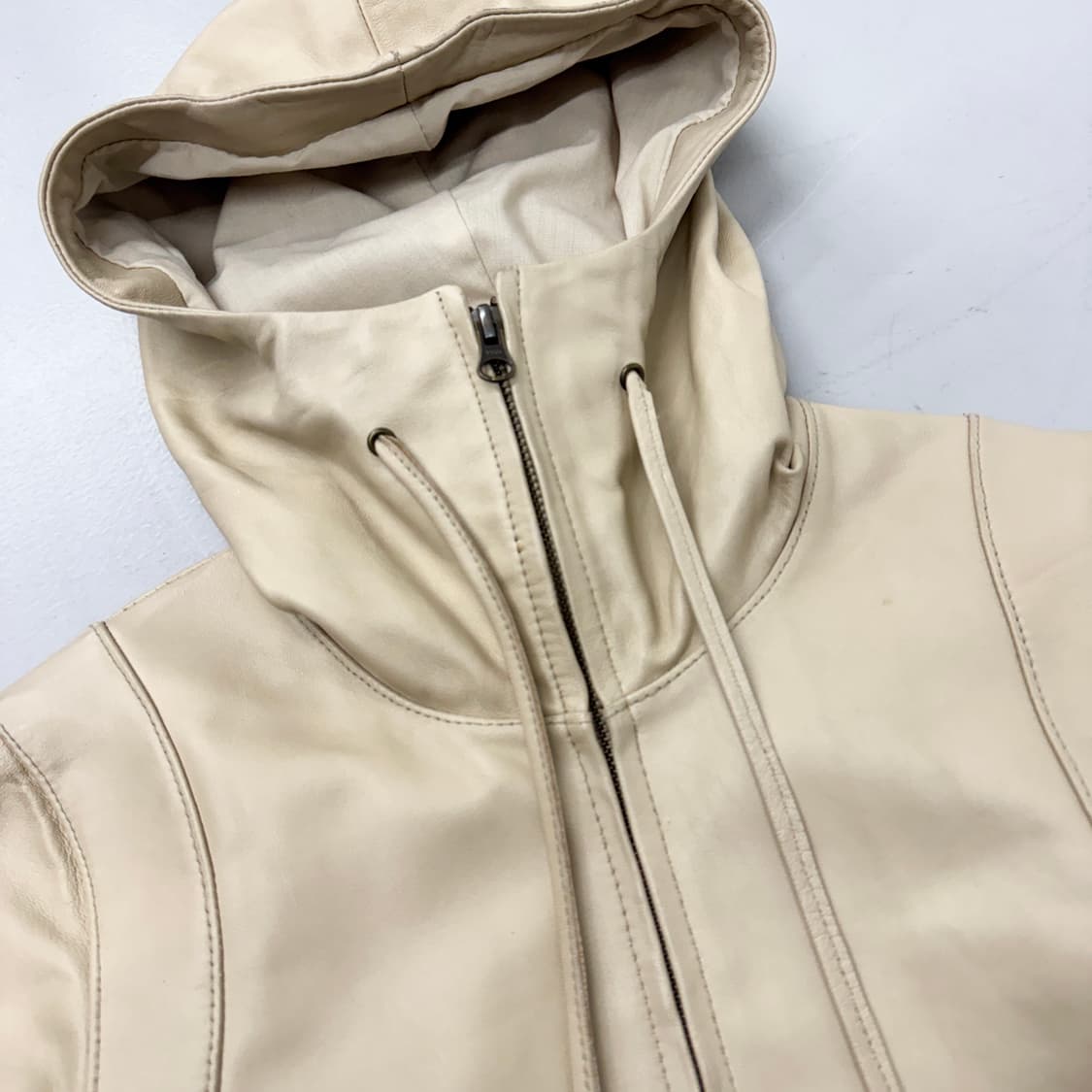 릭오웬스맛 리얼레더 하이넥 후드 가죽자켓 상품이미지4