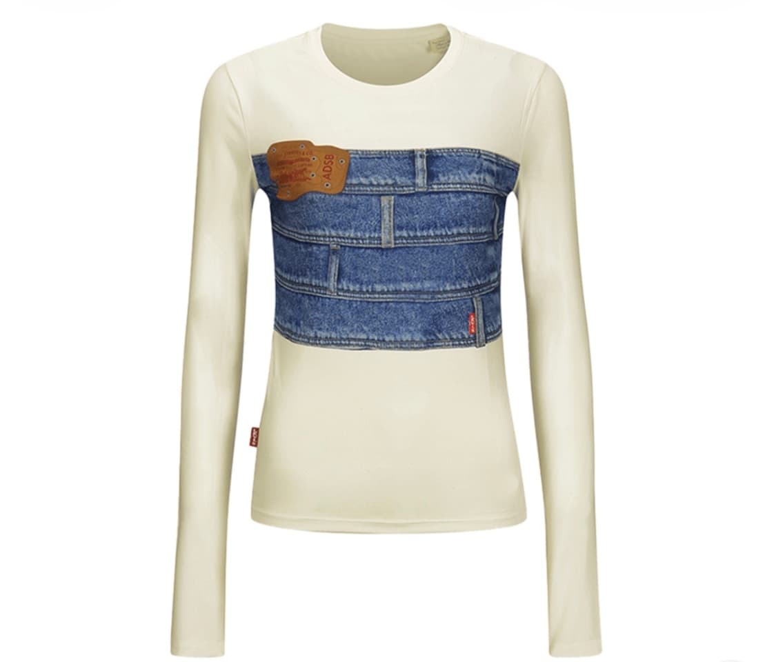 앤더슨벨 x 리바이스 우먼 세컨드 스킨 데님 프린트 티셔츠 상품이미지2