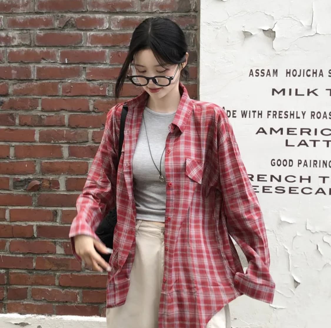 에이블리 체크셔츠 레드 빨간색 상품이미지2
