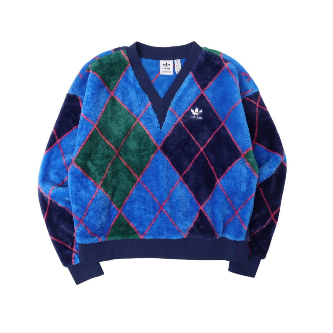 아디다스 아가일 체크 퍼 플리스 스웻셔츠 상품이미지1