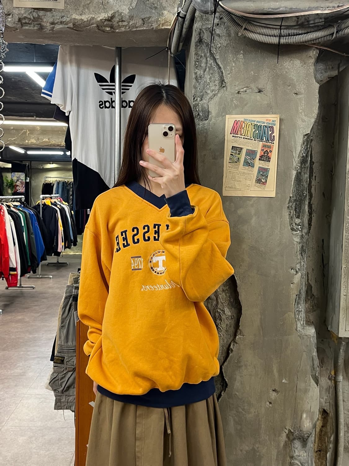 리 스포츠 브이넥 맨투맨 오렌지 L #csz918 상품이미지2