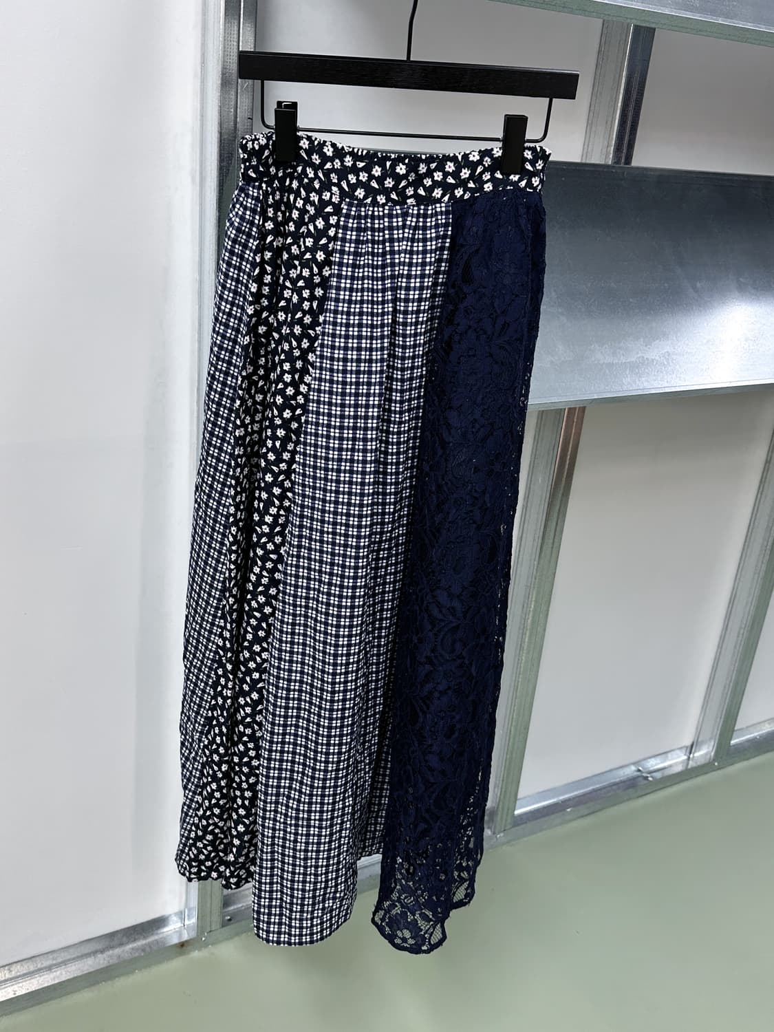 flower/lace/check pannel long skirt 상품이미지4