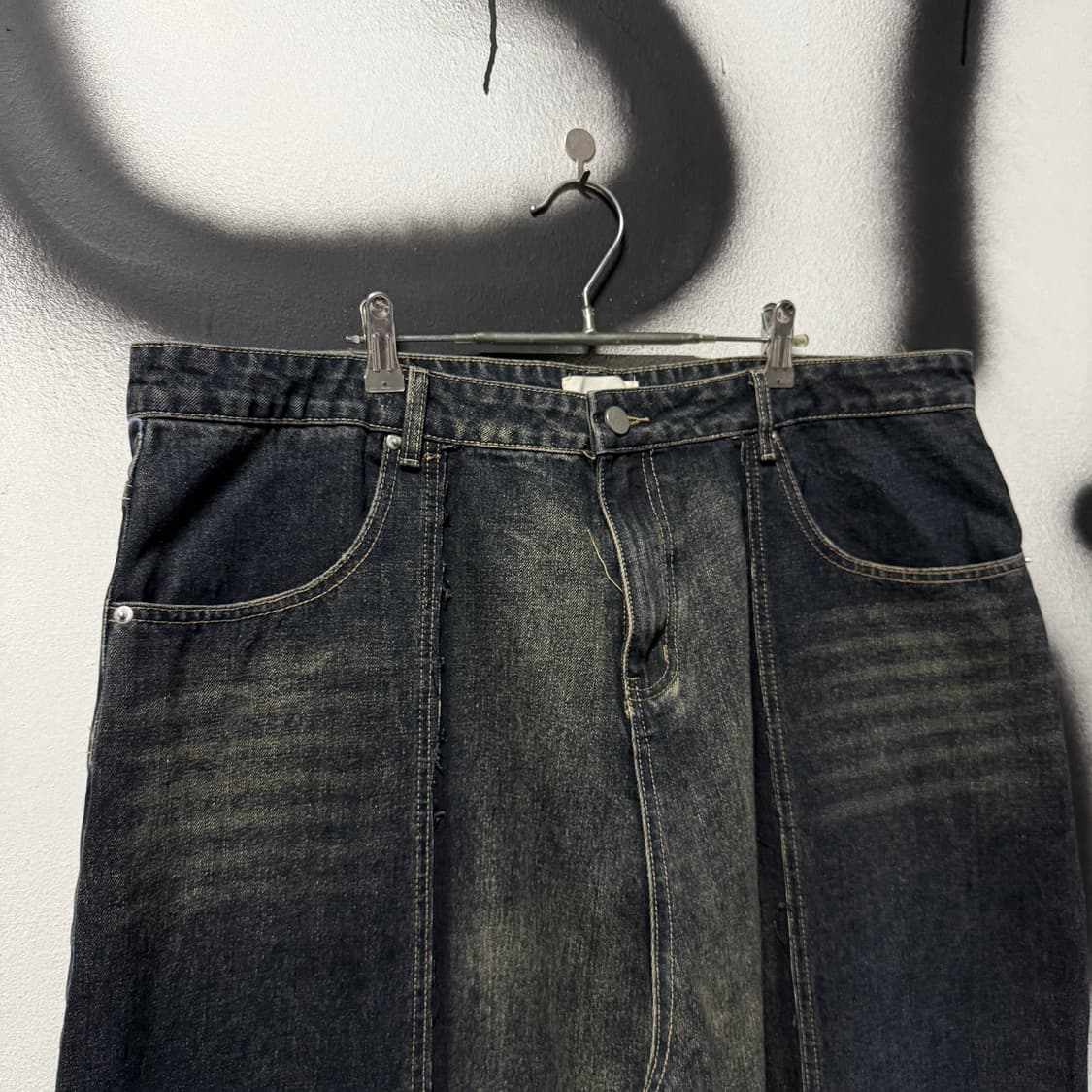 VTG 빈티지 빅사이즈 샌드워싱 디테일 와이드 데님 팬츠 상품이미지3